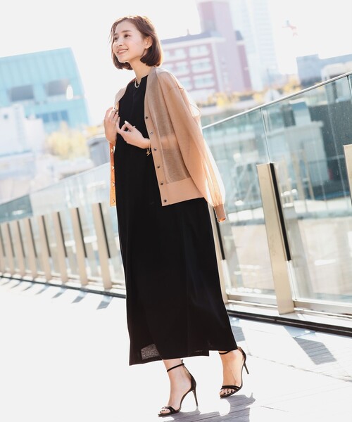 BEAMS GOLF グリーン モックネックワンピース 半袖 春夏 レディス 【4Dimotion Fit Split Raglan Sleeve】 半袖