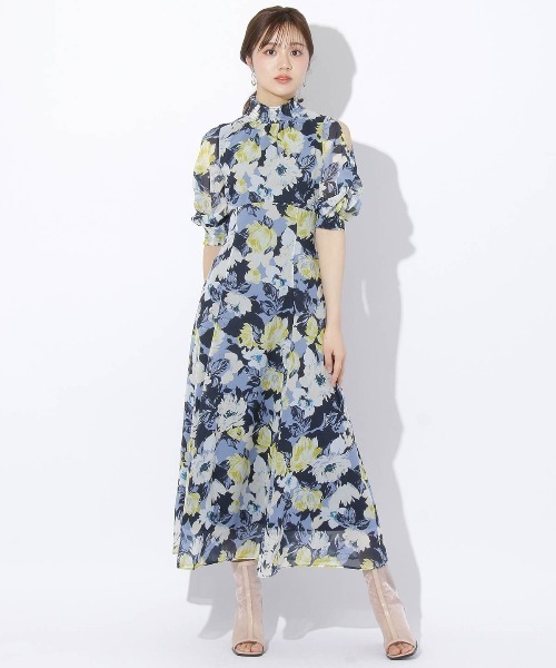 AND COUTURE アンドクチュール シャドーリーフプリントワンピース M AND COUTURE（アンドクチュール）の「シャドーリーフプリント