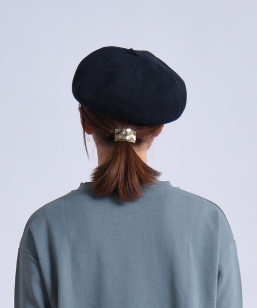 folka（フォルカ）の「1- 麻混 ニット シンプル ベレー帽（ハンチング/ベレー帽・レディース・クリーム/ブラック・ONE SIZE）」の3枚目の写真