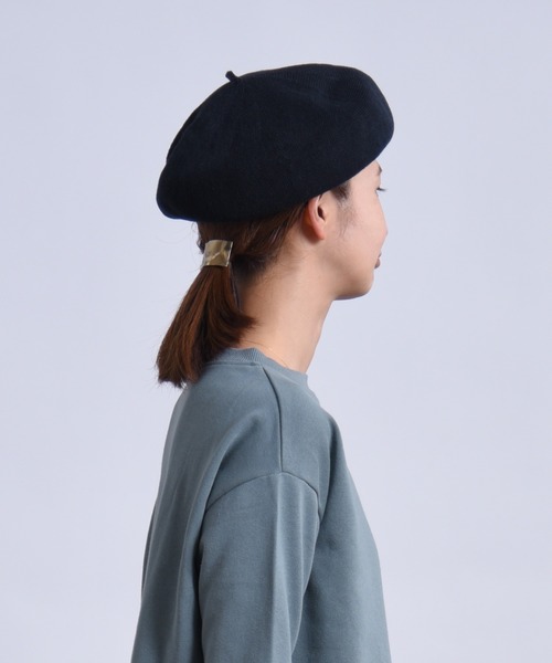 folka（フォルカ）の「1- 麻混 ニット シンプル ベレー帽（ハンチング/ベレー帽・レディース・クリーム/ブラック・ONE SIZE）」の10枚目の写真