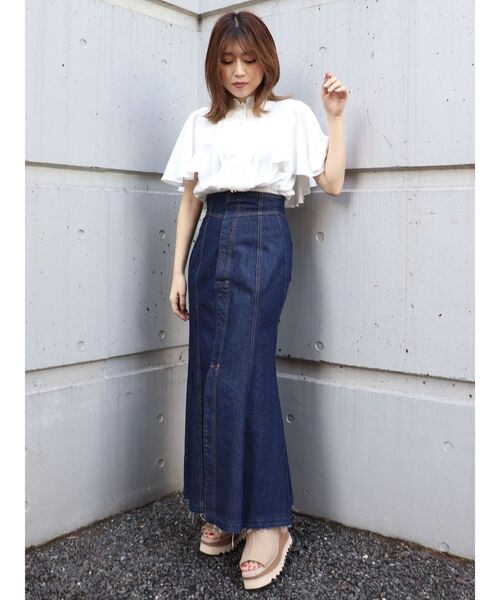 MURUA(ムルーア)の「ハーフスリーブブラウス(シャツ/ブラウス・レディース・ホワイト/ブラック・FREE)」の3枚目の写真