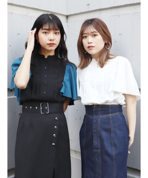 MURUA(ムルーア)の「ハーフスリーブブラウス(シャツ/ブラウス・レディース・ホワイト/ブラック・FREE)」の5枚目の写真