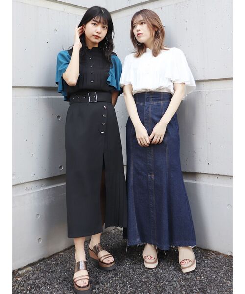 MURUA(ムルーア)の「ハーフスリーブブラウス(シャツ/ブラウス・レディース・ホワイト/ブラック・FREE)」の6枚目の写真