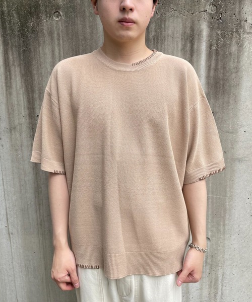 CIAOPANIC（チャオパニック）の「ハンドステッチサマーニットプルオーバー（Tシャツ/カットソー・レディース・ブルー/アイボリー/ブラック/ベージュ/オレンジ・MEDIUM/LARGE）」の10枚目の写真