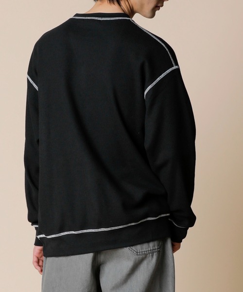 ADMIX/ATELIER SAB MEN(アドミックスアトリエサブメン)の「サーマル ワッフル / 配色カラーステッチ入り クルーネック リラックスサイズ ロンT(Tシャツ/カットソー・メンズ・ブラック/ホワイト/グレー・50/48)」の18枚目の写真