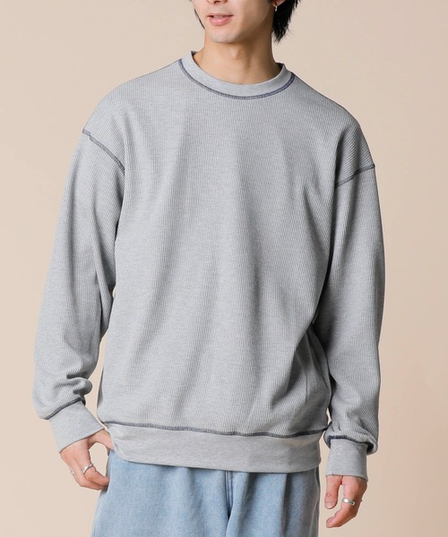 ADMIX/ATELIER SAB MEN(アドミックスアトリエサブメン)の「サーマル ワッフル / 配色カラーステッチ入り クルーネック リラックスサイズ ロンT(Tシャツ/カットソー・メンズ・ブラック/ホワイト/グレー・50/48)」の20枚目の写真