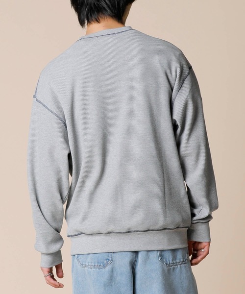 ADMIX/ATELIER SAB MEN(アドミックスアトリエサブメン)の「サーマル ワッフル / 配色カラーステッチ入り クルーネック リラックスサイズ ロンT(Tシャツ/カットソー・メンズ・ブラック/ホワイト/グレー・50/48)」の21枚目の写真