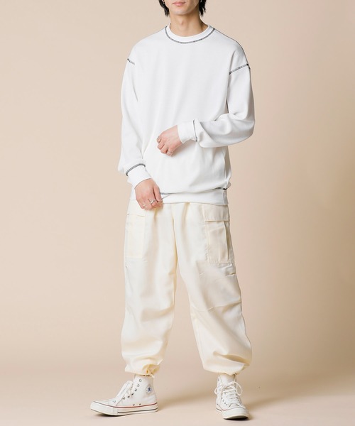 ADMIX/ATELIER SAB MEN(アドミックスアトリエサブメン)の「サーマル ワッフル / 配色カラーステッチ入り クルーネック リラックスサイズ ロンT(Tシャツ/カットソー・メンズ・ブラック/ホワイト/グレー・50/48)」の22枚目の写真