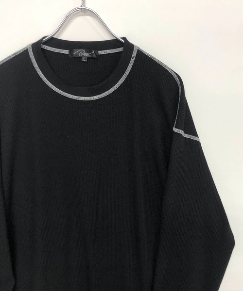 ADMIX/ATELIER SAB MEN(アドミックスアトリエサブメン)の「サーマル ワッフル / 配色カラーステッチ入り クルーネック リラックスサイズ ロンT(Tシャツ/カットソー・メンズ・ブラック/ホワイト/グレー・50/48)」の5枚目の写真