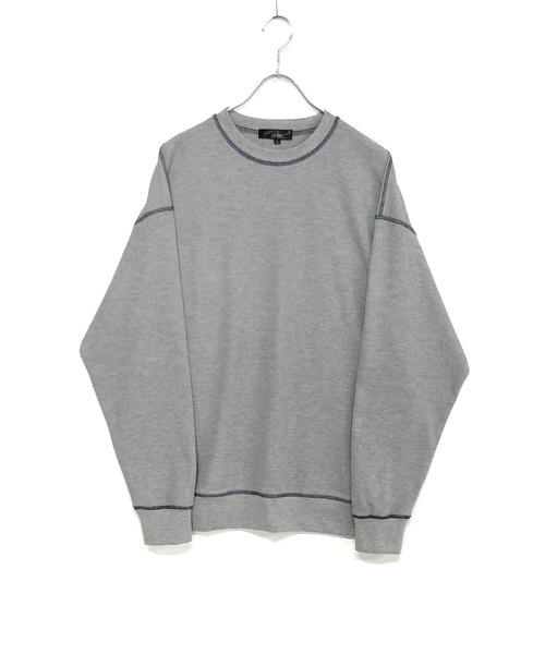 ADMIX/ATELIER SAB MEN(アドミックスアトリエサブメン)の「サーマル ワッフル / 配色カラーステッチ入り クルーネック リラックスサイズ ロンT(Tシャツ/カットソー・メンズ・ブラック/ホワイト/グレー・50/48)」の8枚目の写真