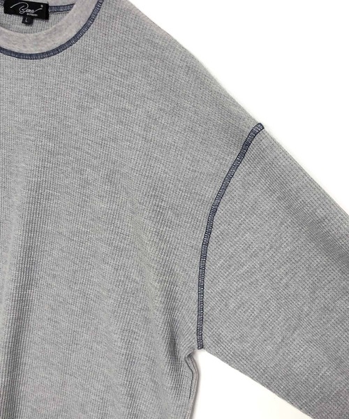 ADMIX/ATELIER SAB MEN(アドミックスアトリエサブメン)の「サーマル ワッフル / 配色カラーステッチ入り クルーネック リラックスサイズ ロンT(Tシャツ/カットソー・メンズ・ブラック/ホワイト/グレー・50/48)」の10枚目の写真