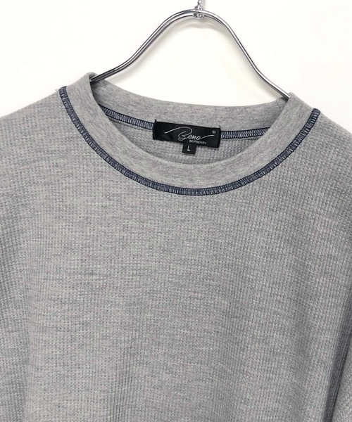 ADMIX/ATELIER SAB MEN(アドミックスアトリエサブメン)の「サーマル ワッフル / 配色カラーステッチ入り クルーネック リラックスサイズ ロンT(Tシャツ/カットソー・メンズ・ブラック/ホワイト/グレー・50/48)」の11枚目の写真