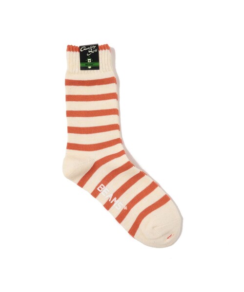 BEAMS PLUS（ビームスプラス）の「BEAMS PLUS / 2トーン ストライプ ソックス（ソックス/靴下・メンズ・カーキ/グリーン/ネイビー/オレンジ・ONE SIZE）」の4枚目の写真