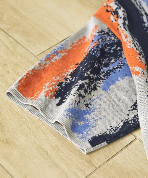 EMMA CLOTHES（エマクローズ）の「イレギュラーストライプ ジャガード編みクルーネック半袖ニット EMMA CLOTHES（ニット/セーター・メンズ・グレー/グリーン/ブラック・M/L）」の21枚目の写真