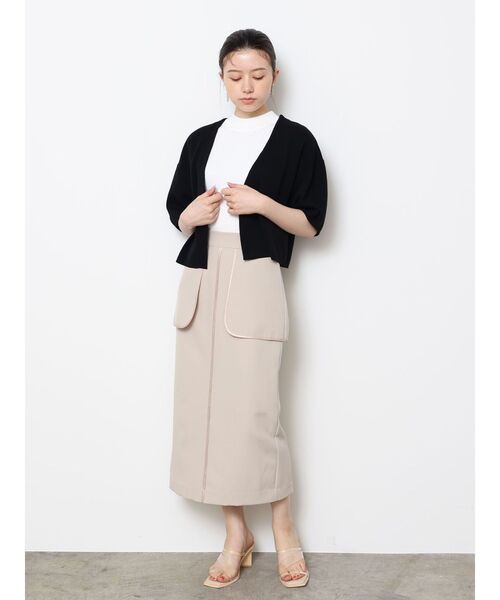 LAGUNAMOON（ラグナムーン）の「ショートフォルムニットカーディガン（カーディガン/ボレロ・レディース・アイボリー/ブラック・FREE）」の4枚目の写真