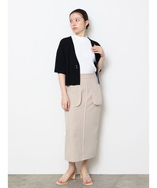 LAGUNAMOON（ラグナムーン）の「ショートフォルムニットカーディガン（カーディガン/ボレロ・レディース・アイボリー/ブラック・FREE）」の5枚目の写真