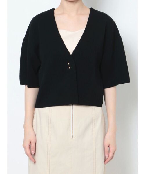 LAGUNAMOON（ラグナムーン）の「ショートフォルムニットカーディガン（カーディガン/ボレロ・レディース・アイボリー/ブラック・FREE）」の7枚目の写真