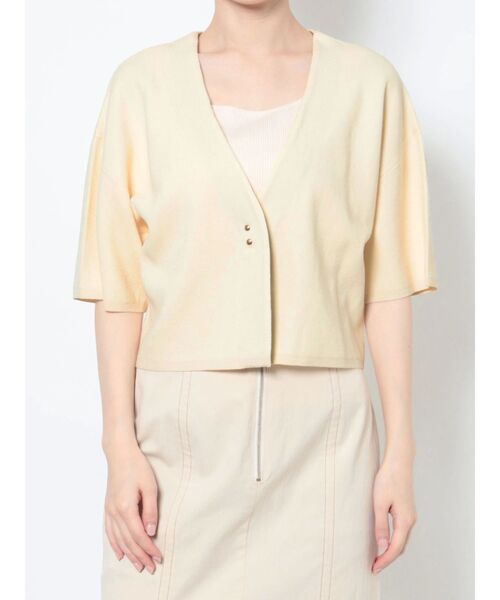 LAGUNAMOON（ラグナムーン）の「ショートフォルムニットカーディガン（カーディガン/ボレロ・レディース・アイボリー/ブラック・FREE）」の18枚目の写真