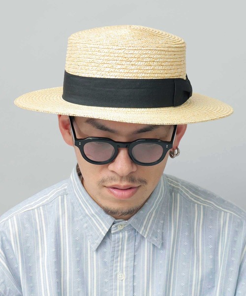 ReqHatter(レックハッター)の「麦わら ロングブリム カンカン帽(ハット・メンズ・ベージュ・FREE)」の12枚目の写真