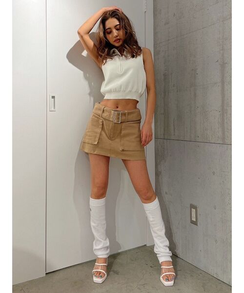 GYDA(ジェイダ)の「カーゴポケットスカートライクショートパンツ(スカート・レディース・チャコールグレー/ベージュ・FREE)」の4枚目の写真
