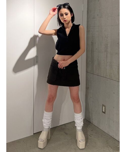 GYDA(ジェイダ)の「カーゴポケットスカートライクショートパンツ(スカート・レディース・チャコールグレー/ベージュ・FREE)」の6枚目の写真