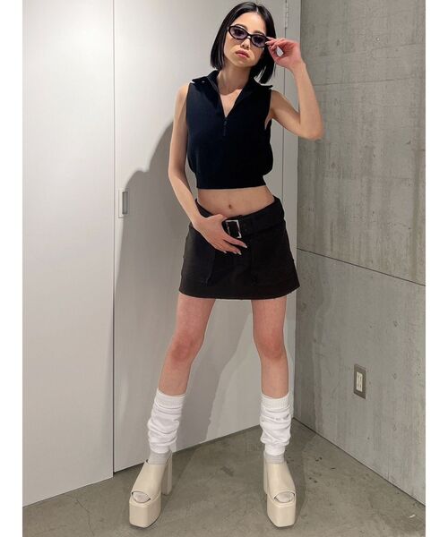 GYDA(ジェイダ)の「カーゴポケットスカートライクショートパンツ(スカート・レディース・チャコールグレー/ベージュ・FREE)」の7枚目の写真