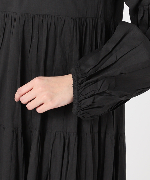 マリハ 星明りのドレス 黒 ブラック 長袖 ティアードワンピース