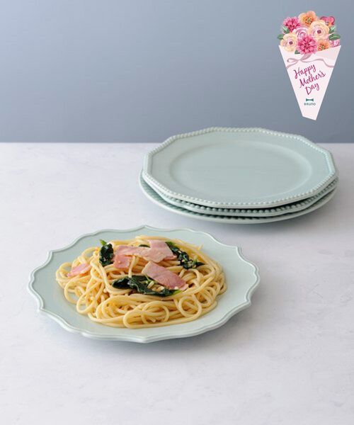 BRUNO（ブルーノ）の「セラミックプレートセットΦ21＋母の日限定メッセージカード（食器・レディース・グリーン/ホワイト・ﾌﾘ-）」の2枚目の写真
