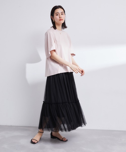 ROPE'（ロペ）の「ソフトチュールティアードスカート（スカート・レディース・ブラック・36/38/34）」の3枚目の写真