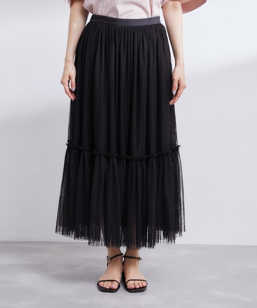 ROPE'（ロペ）の「ソフトチュールティアードスカート（スカート・レディース・ブラック・36/38/34）」の4枚目の写真