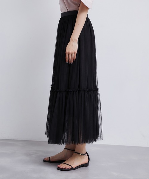 ROPE'（ロペ）の「ソフトチュールティアードスカート（スカート・レディース・ブラック・36/38/34）」の5枚目の写真