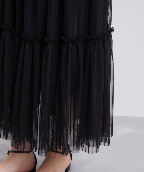 ROPE'（ロペ）の「ソフトチュールティアードスカート（スカート・レディース・ブラック・36/38/34）」の10枚目の写真