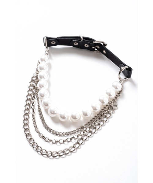an meets zakka（アンミツザッカ）の「an meets zakka パール＆３連ドレープチェーンレザーコンビチョーカー（チョーカー・レディース・A・ONE SIZE）」の4枚目の写真