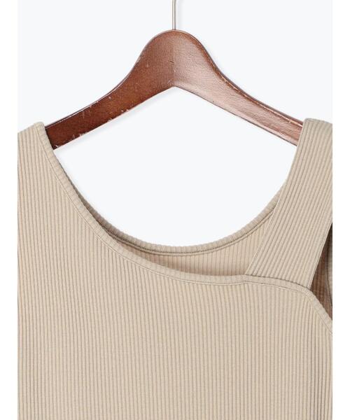 Te chichi(テチチ)の「前後2WAYアシメショルダーリブタンクトップ(タンクトップ・レディース・ブルー/オフホワイト/ベージュ/ブラック・F)」の15枚目の写真