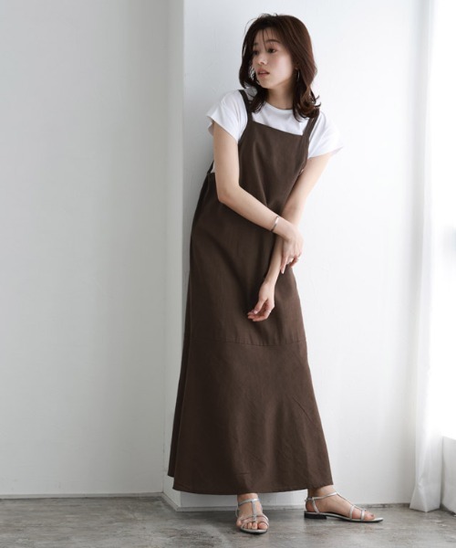 Pierrot(ピエロ)の「インナーセットリネン混キャミワンピース(ワンピース・レディース・アイボリー/ブラック/ブラウン・M)」の12枚目の写真