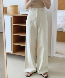 LAFFMO（ラフモ）の「ハイウエストコットンワイドデニムパンツ（デニムパンツ）」