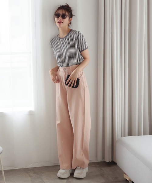 LAFFMO（ラフモ）の「ハイウエストコットンワイドデニムパンツ（デニムパンツ・レディース・グレー/ピンク/ベージュ/モカ・MEDIUM/LARGE）」の9枚目の写真