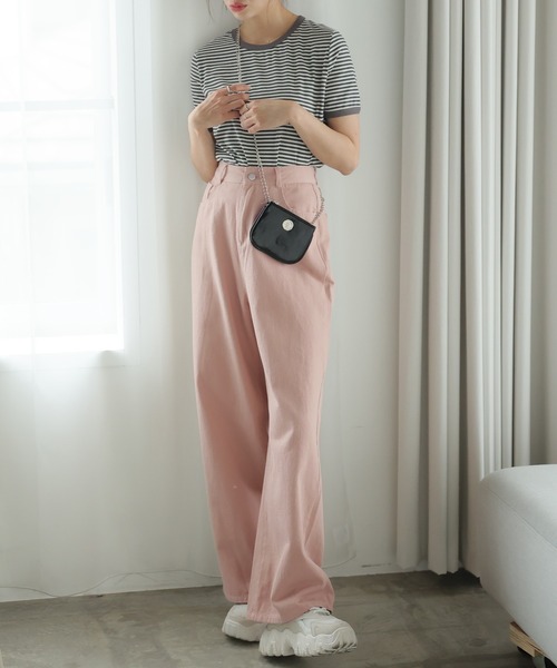 LAFFMO（ラフモ）の「ハイウエストコットンワイドデニムパンツ（デニムパンツ・レディース・グレー/ピンク/ベージュ/モカ・MEDIUM/LARGE）」の10枚目の写真