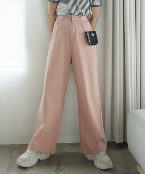 LAFFMO（ラフモ）の「ハイウエストコットンワイドデニムパンツ（デニムパンツ・レディース・グレー/ピンク/ベージュ/モカ・MEDIUM/LARGE）」の8枚目の写真