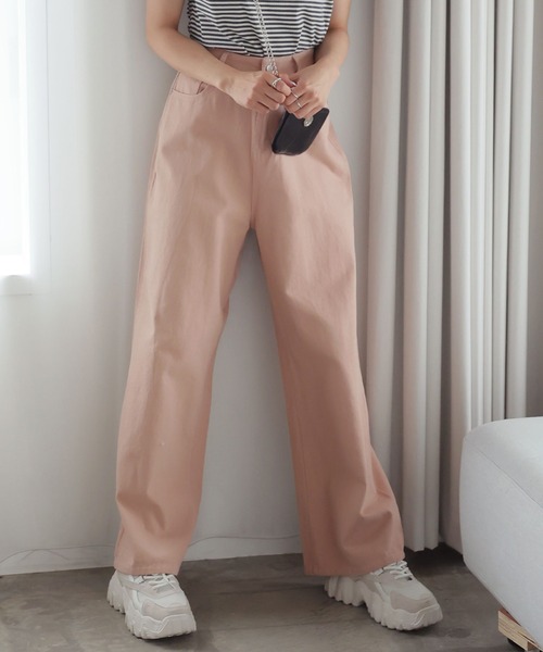 LAFFMO（ラフモ）の「ハイウエストコットンワイドデニムパンツ（デニムパンツ・レディース・グレー/ピンク/ベージュ/モカ・MEDIUM/LARGE）」の12枚目の写真