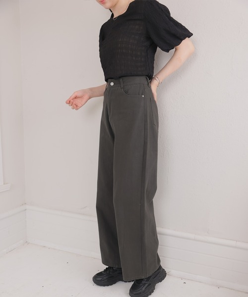 LAFFMO（ラフモ）の「ハイウエストコットンワイドデニムパンツ（デニムパンツ・レディース・グレー/ピンク/ベージュ/モカ・MEDIUM/LARGE）」の20枚目の写真