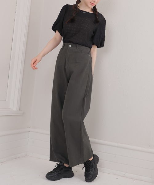 LAFFMO（ラフモ）の「ハイウエストコットンワイドデニムパンツ（デニムパンツ・レディース・グレー/ピンク/ベージュ/モカ・MEDIUM/LARGE）」の21枚目の写真