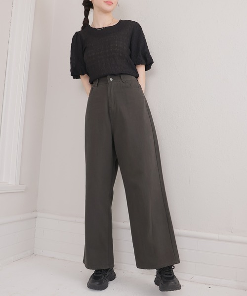 LAFFMO（ラフモ）の「ハイウエストコットンワイドデニムパンツ（デニムパンツ・レディース・グレー/ピンク/ベージュ/モカ・MEDIUM/LARGE）」の19枚目の写真