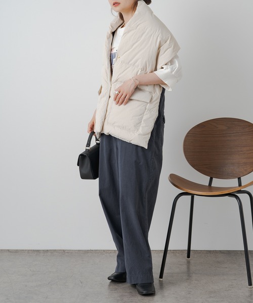 PUAL CE CIN（ピュアルセシン）の「【2023AW】ダウンストール（ストール/ショール・レディース・アイボリー/サックスブルー/ブラック・FREE）」の14枚目の写真