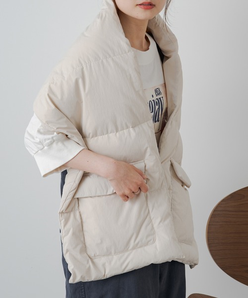 PUAL CE CIN（ピュアルセシン）の「【2023AW】ダウンストール（ストール/ショール・レディース・アイボリー/サックスブルー/ブラック・FREE）」の8枚目の写真