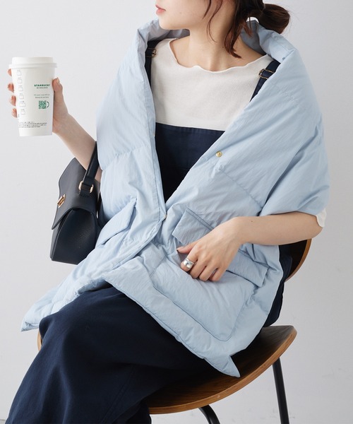 PUAL CE CIN（ピュアルセシン）の「【2023AW】ダウンストール（ストール/ショール・レディース・アイボリー/サックスブルー/ブラック・FREE）」の12枚目の写真