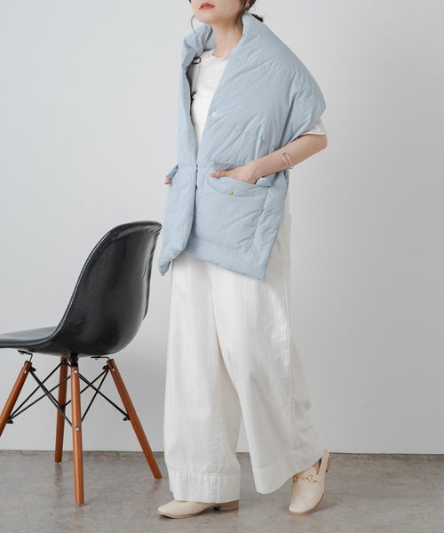 PUAL CE CIN（ピュアルセシン）の「【2023AW】ダウンストール（ストール/ショール・レディース・アイボリー/サックスブルー/ブラック・FREE）」の6枚目の写真