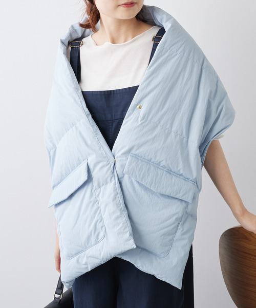 PUAL CE CIN（ピュアルセシン）の「【2023AW】ダウンストール（ストール/ショール・レディース・アイボリー/サックスブルー/ブラック・FREE）」の9枚目の写真