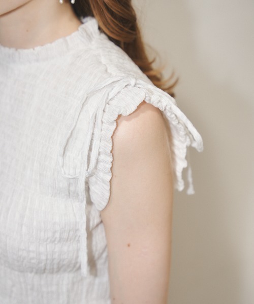 MIRO AMURETTE（ミロアミュレット）の「shirring gather blouse/シャーリングトップス（シャツ/ブラウス・レディース・ホワイト/ブラック・FREE）」の6枚目の写真