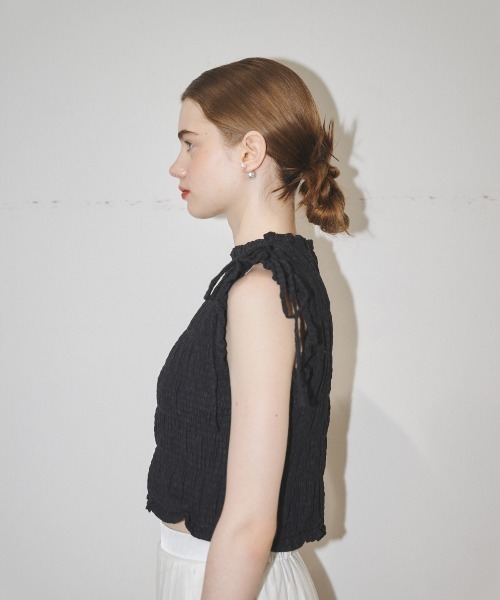 MIRO AMURETTE（ミロアミュレット）の「shirring gather blouse/シャーリングトップス（シャツ/ブラウス・レディース・ホワイト/ブラック・FREE）」の8枚目の写真